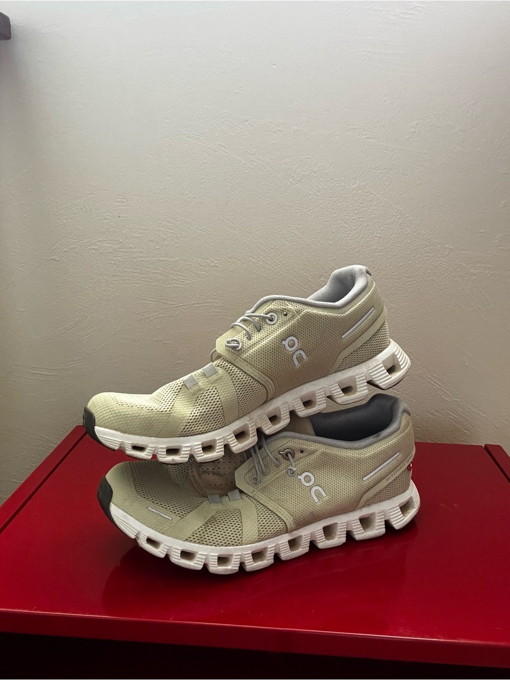 On Running Women's Athletic Sneakers in Beige and White